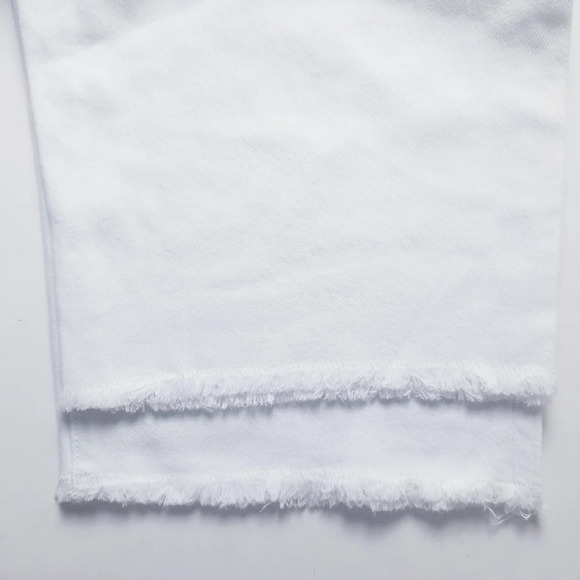 Free People x Sandrine Rose Sz 28 White Raw Hem High Rise Denim Bermuda Shorts - Picture 6 of 14